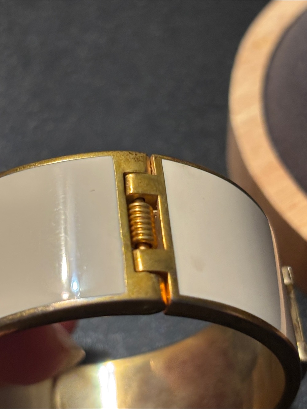C. Wonder Gold Tone and Cream H-Accent Enamel Cuff Bracelet - Picture 10 of 17